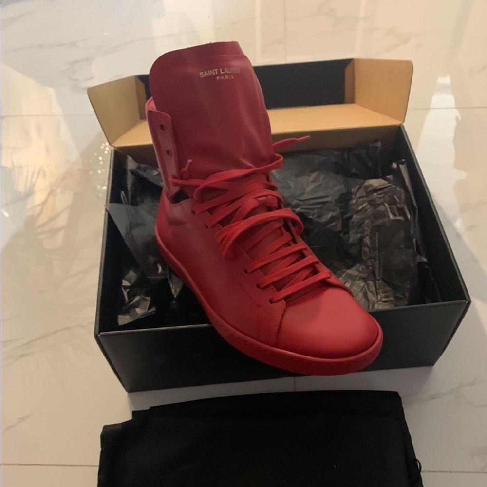 Saint Laurent high top sneakers.